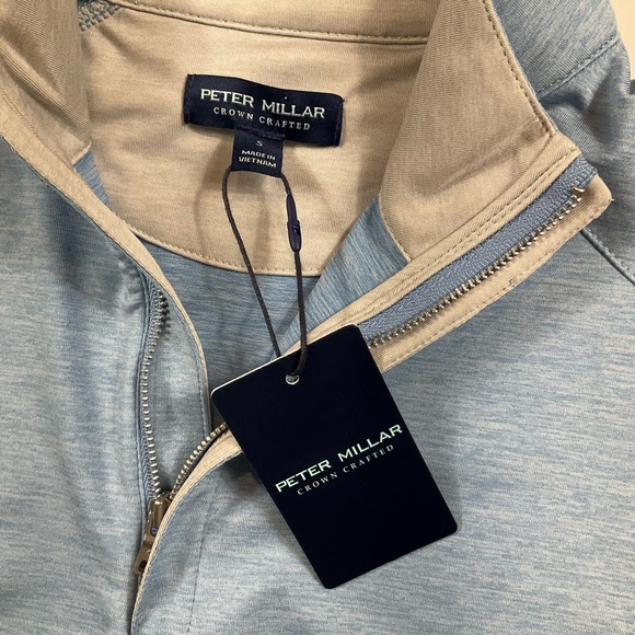 PETER MILLAR MENS STEALTH PERFORMANCE 1/4 ZIP VEST, CHANNEL BLUE, NWT $125, S - Picture 5 of 13